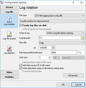 Data Logger. File Settings.