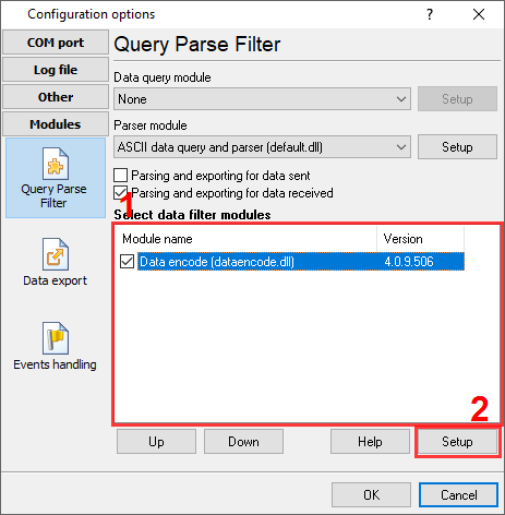 Selecting the Data Encode plugin