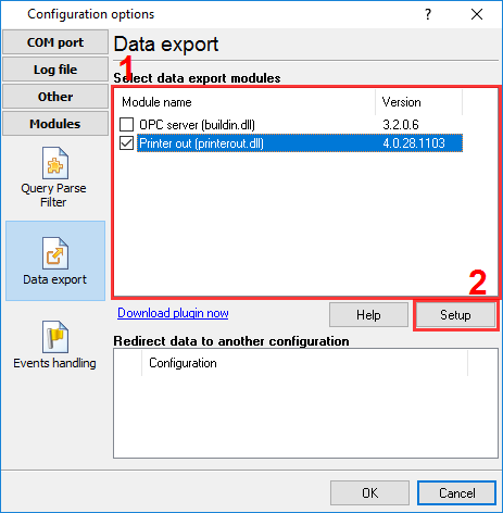 Selecting the Priner Out plugin