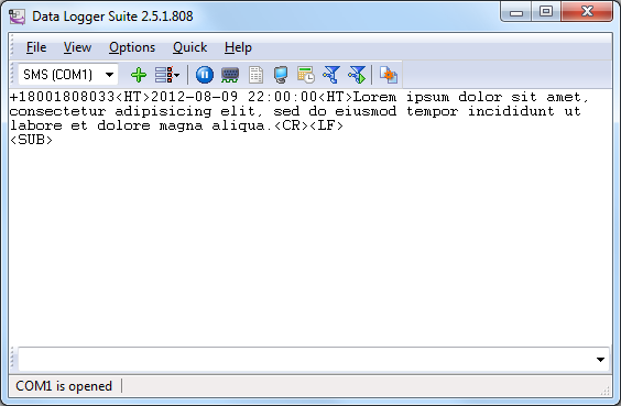 Main window with incoming SMS