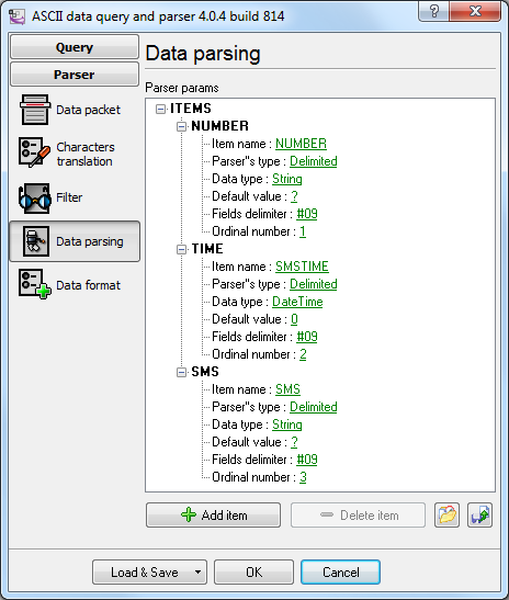 Configuring the data packet format