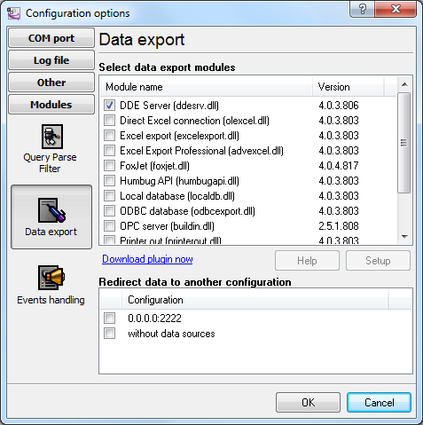 Data export module