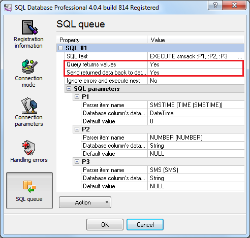 Configuring calling the stored procedure