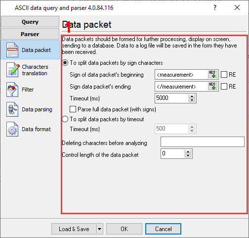 Rules to extract a whole data packet from a response